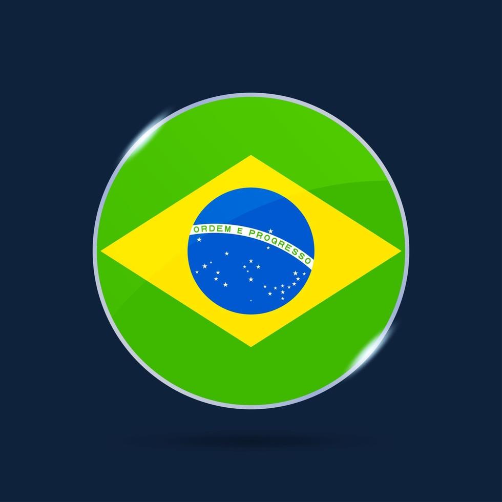 Icono de botón de círculo de bandera nacional de Brasil. bandera simple, colores oficiales y proporción correcta. ilustración vectorial plana. vector