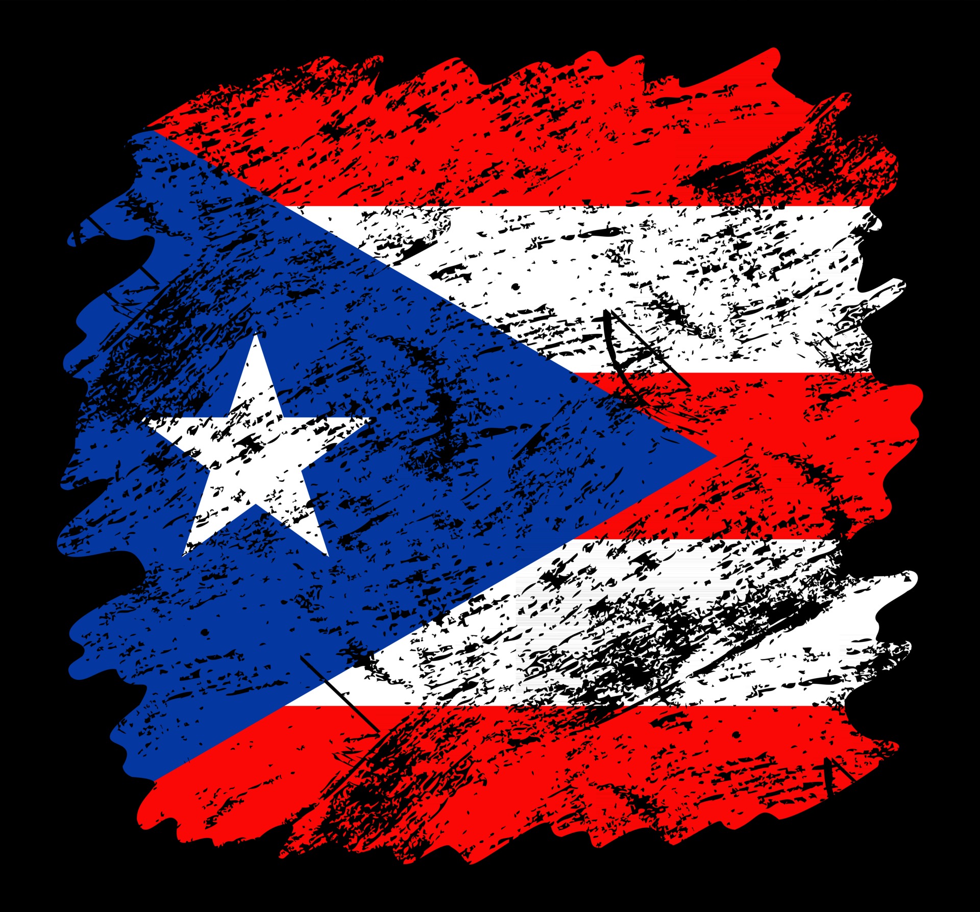 puerto rico flag grunge brush background. Old Brush flag vector