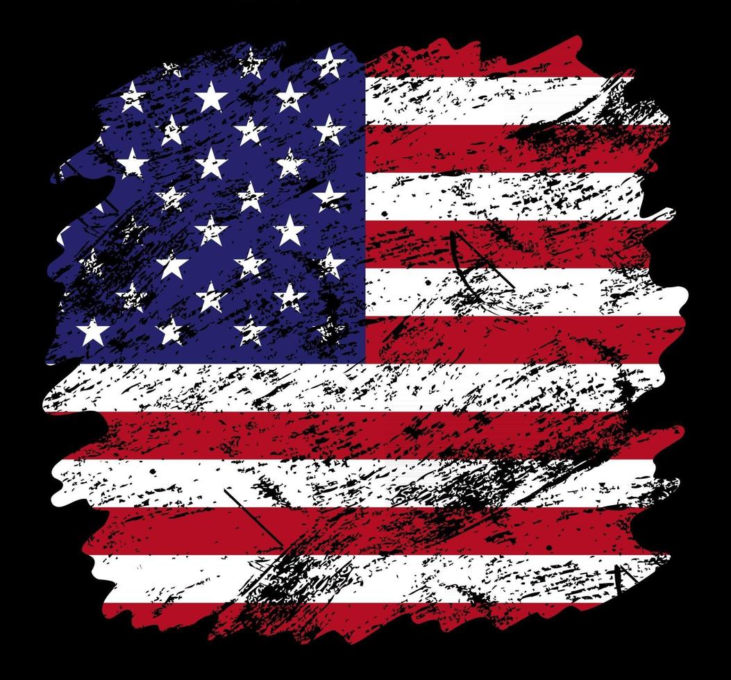 Fondo de pincel de grunge de bandera de Estados Unidos. Ilustración de vector de bandera de pincel viejo. concepto abstracto de origen nacional.