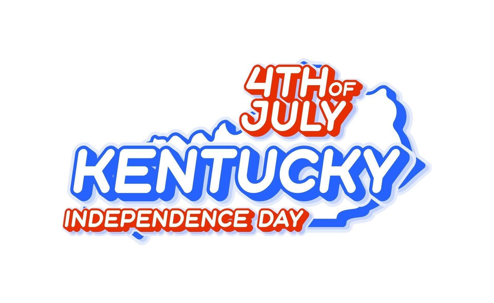 kentucky state 4th of july independence day with map and USA national color 3D shape of US state Vector Illustration