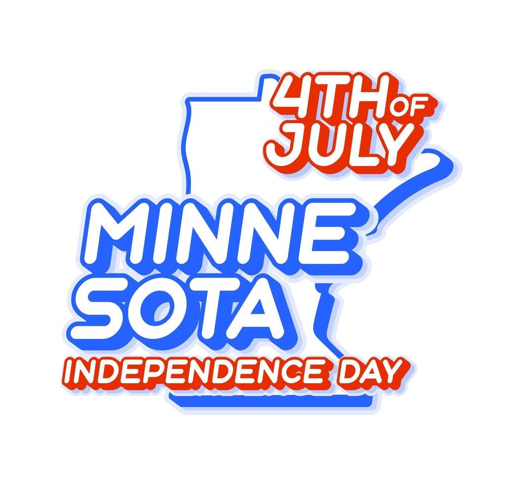 estado de minnesota, 4 de julio, día de la independencia, con, mapa, y, estados unidos, nacional, color, 3d, forma, de, estados unidos de américa, vector, ilustración vector