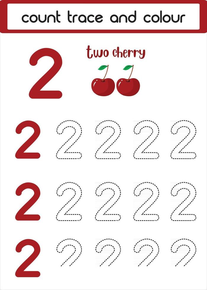count trace and colour two cherries vector