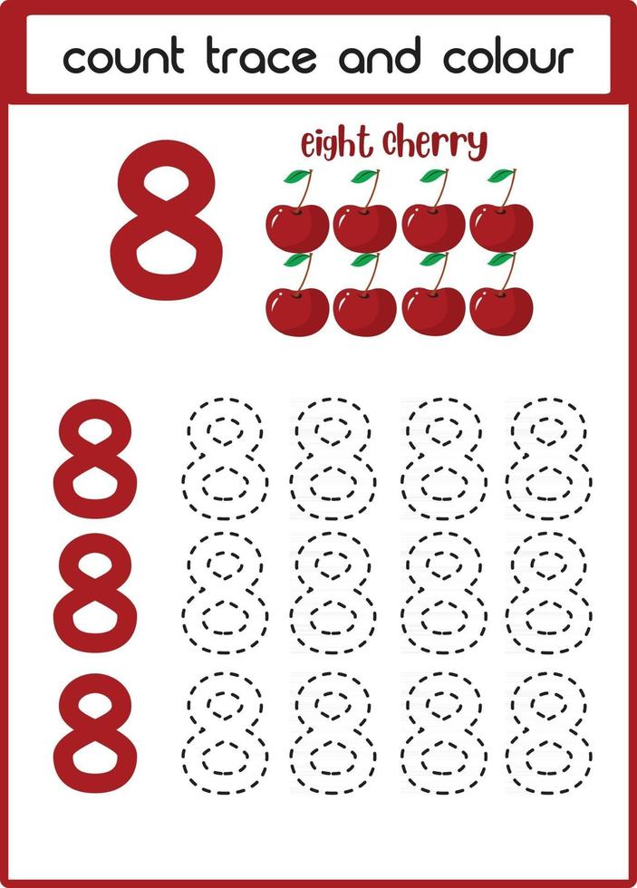 count trace and colour eight cherries vector