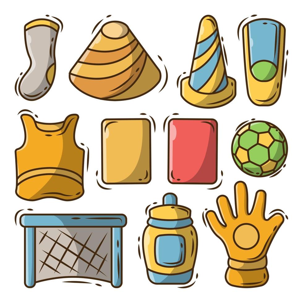 Hand drawn cartoon doodle soccer elements big set vector