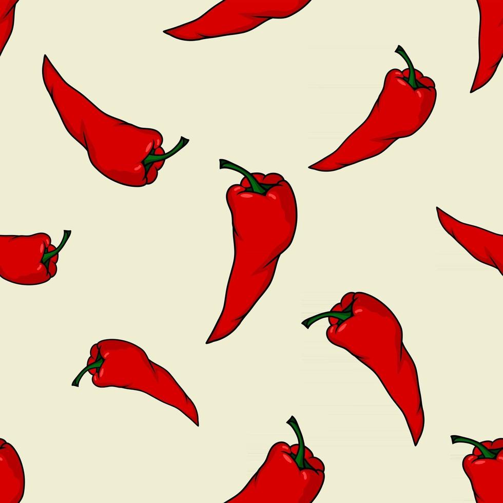 Chilli pepper seamless pattern vector