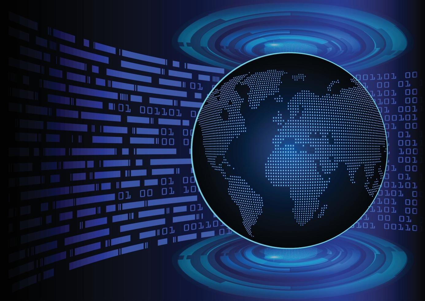 world binary circuit board future technology, blue hud cyber security concept background vector