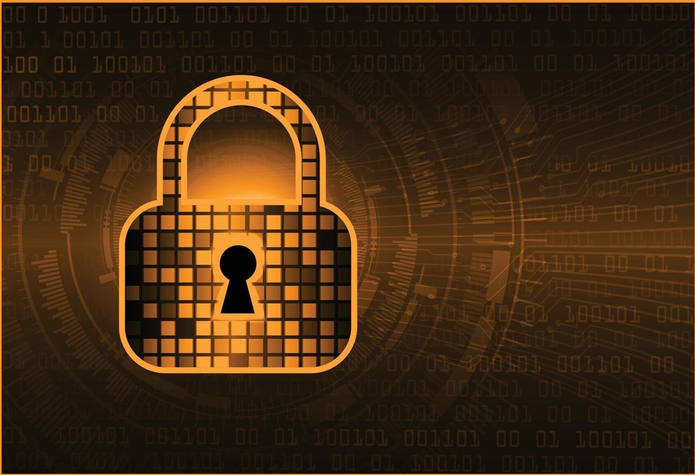 Closed Padlock on digital background, cyber security vector