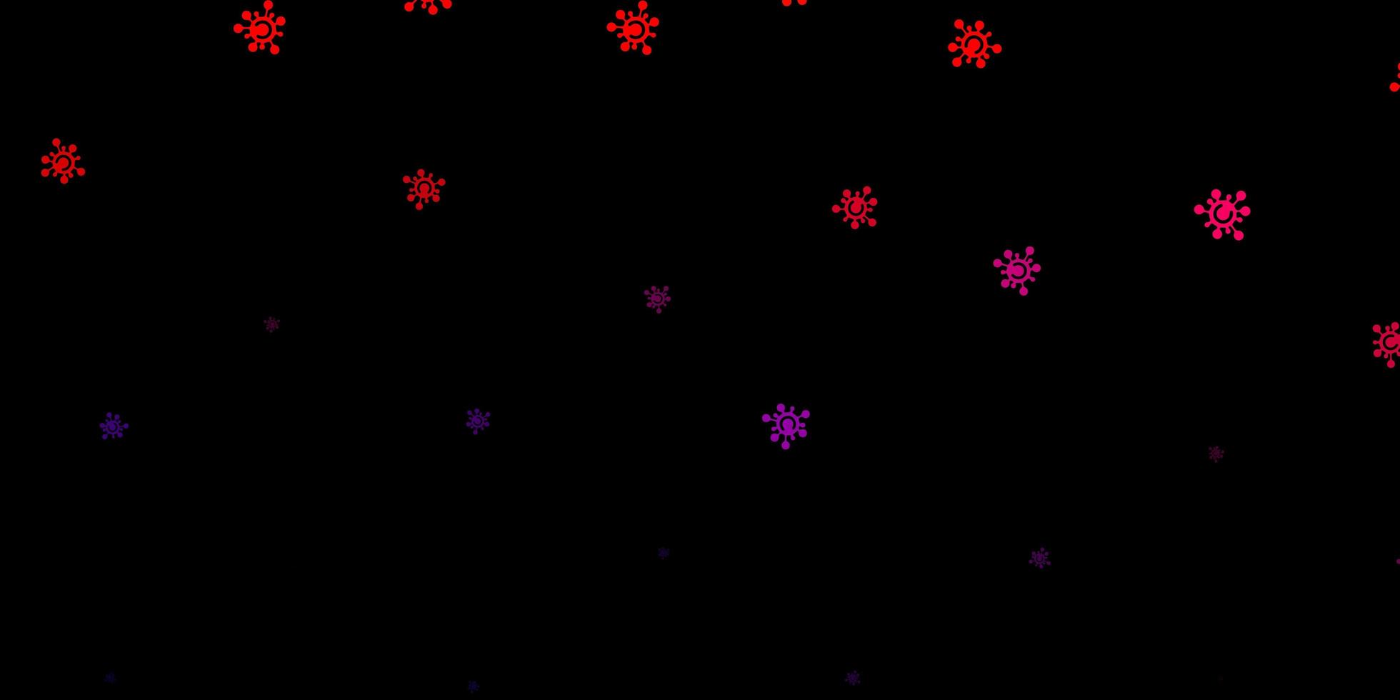 Dark pink red vector pattern with coronavirus elements