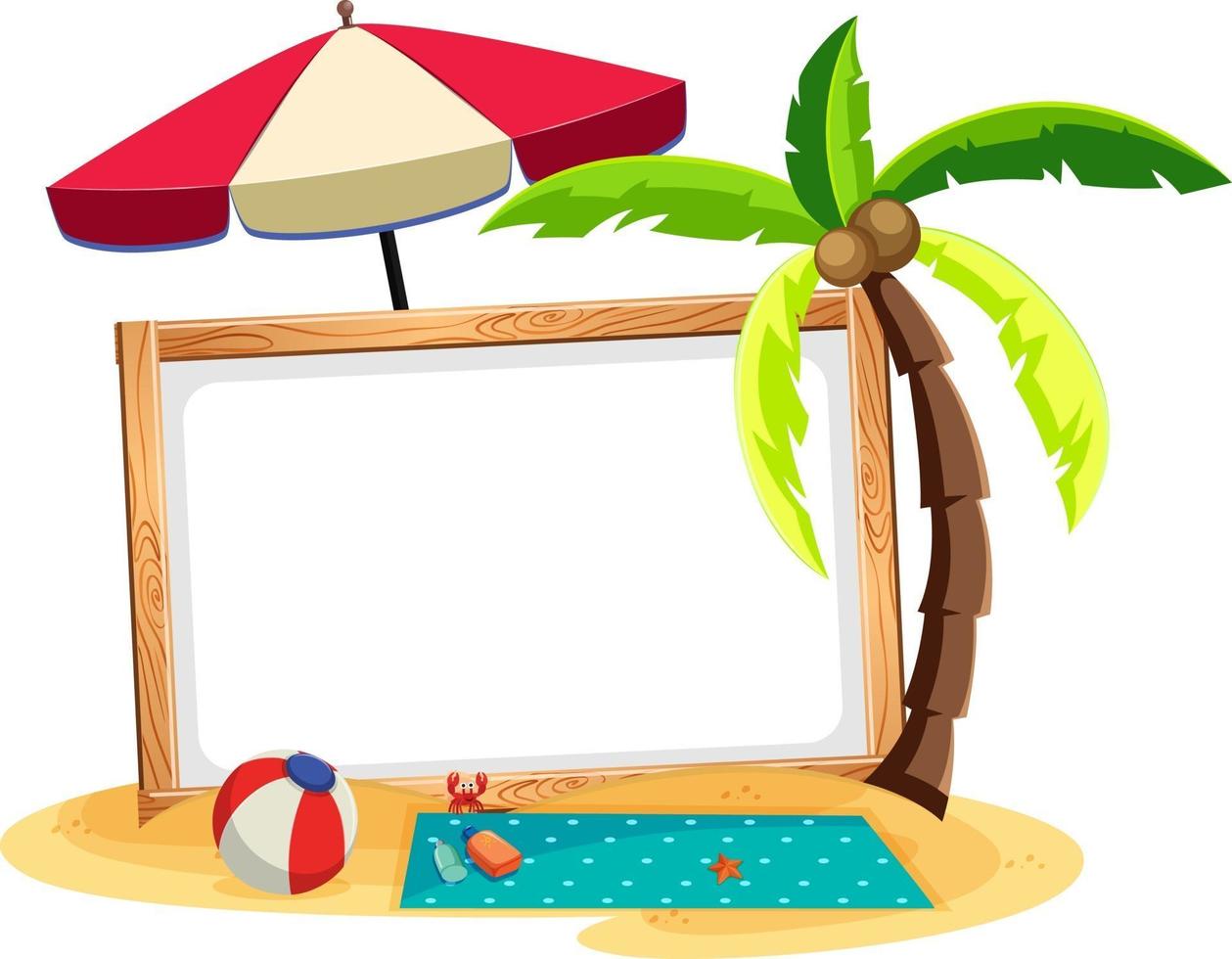 Summer beach theme with blank banner isolated on white background vector