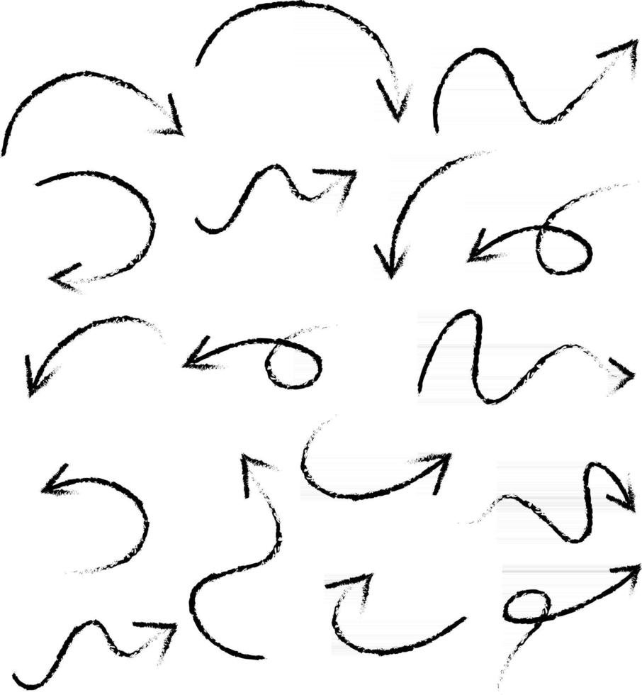 Set of hand drawn arrow doodles on white background vector