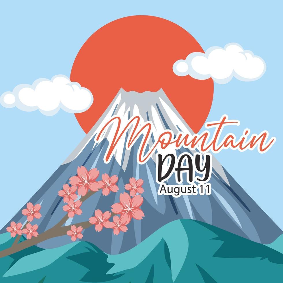 día de la montaña en japón banner con fondo de monte fuji vector