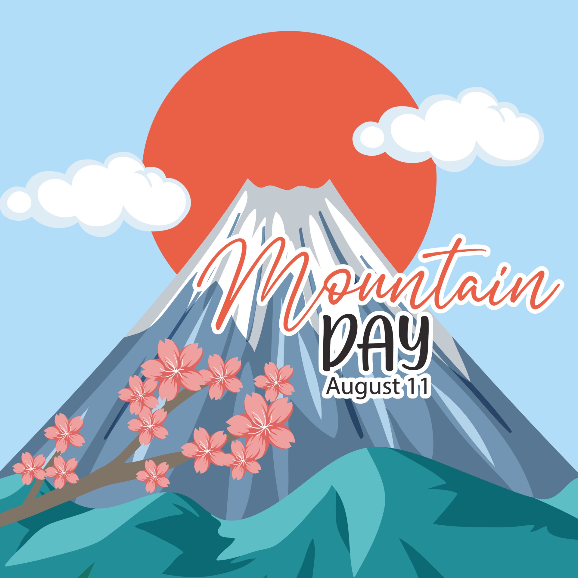 Mountain Day in Japan banner with Mount Fuji background 2701427 Vector
