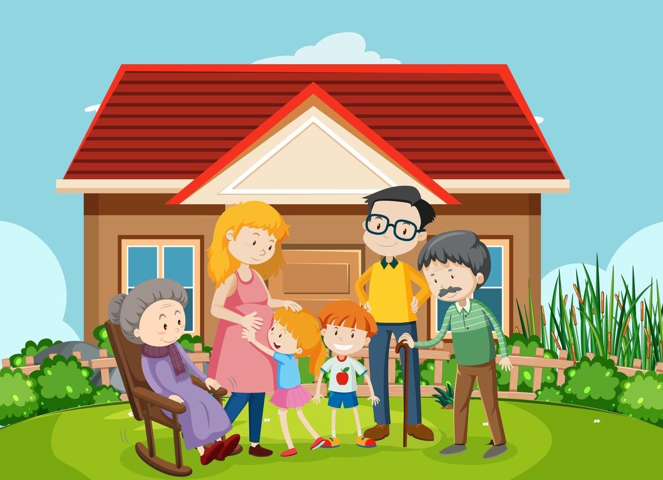 Member of family at home outdoor scene vector