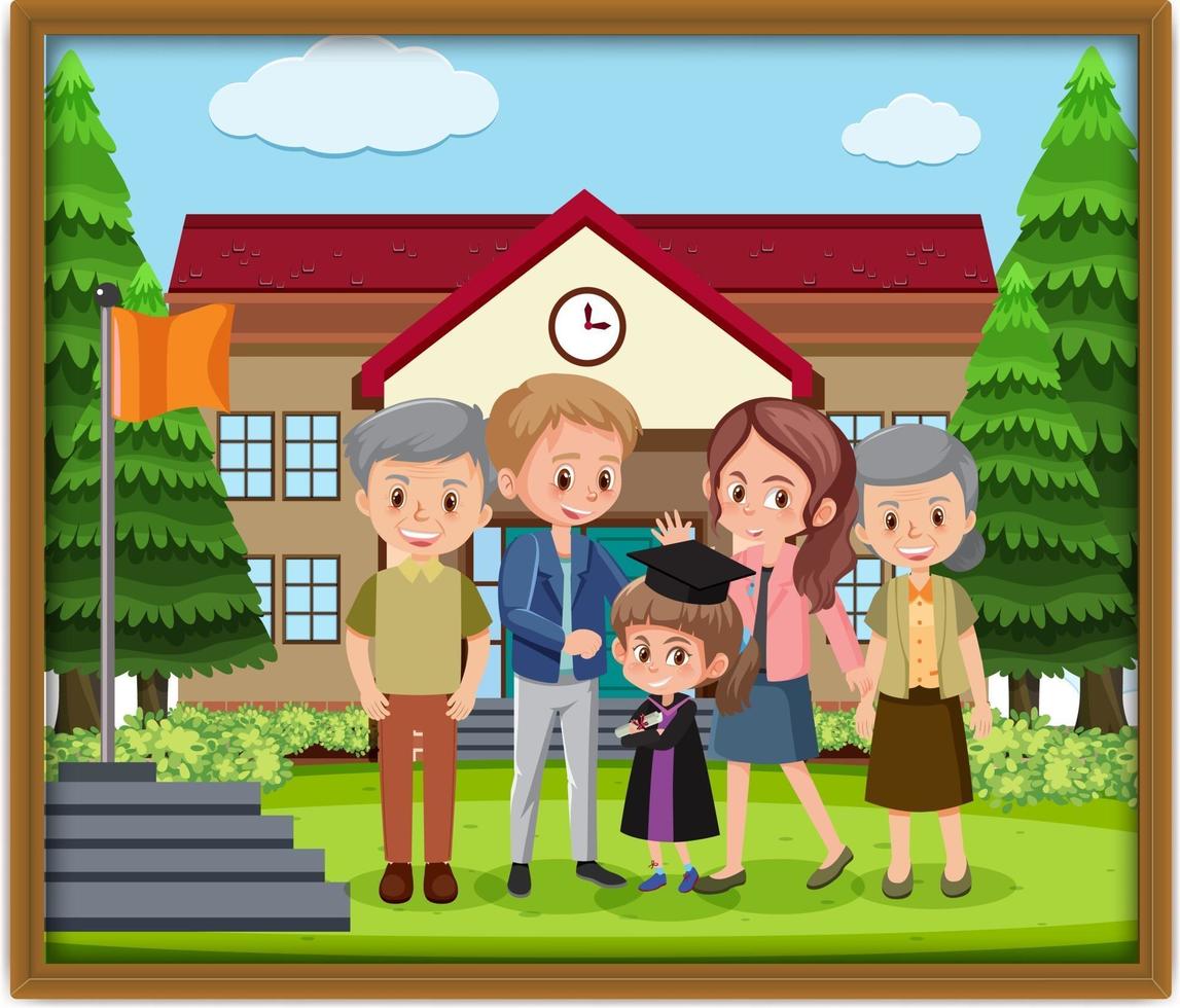 Happy family photo in a frame vector