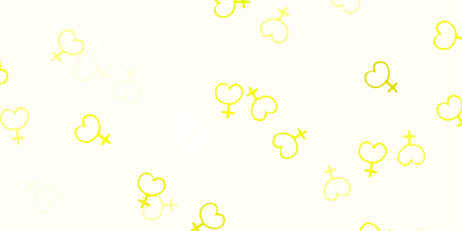 Light Yellow vector backdrop with woman power symbols