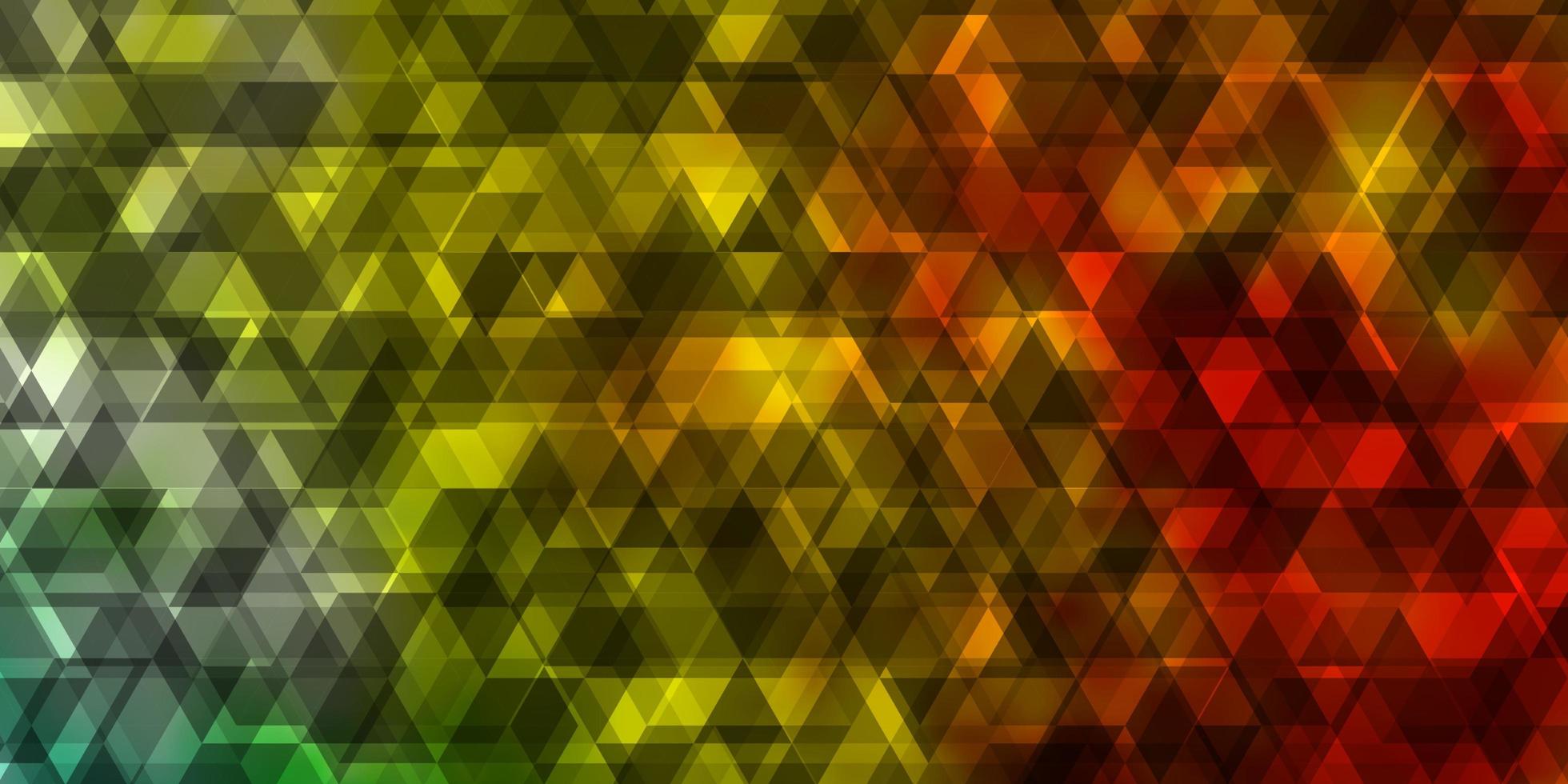 Fondo de vector amarillo verde claro con líneas triángulos