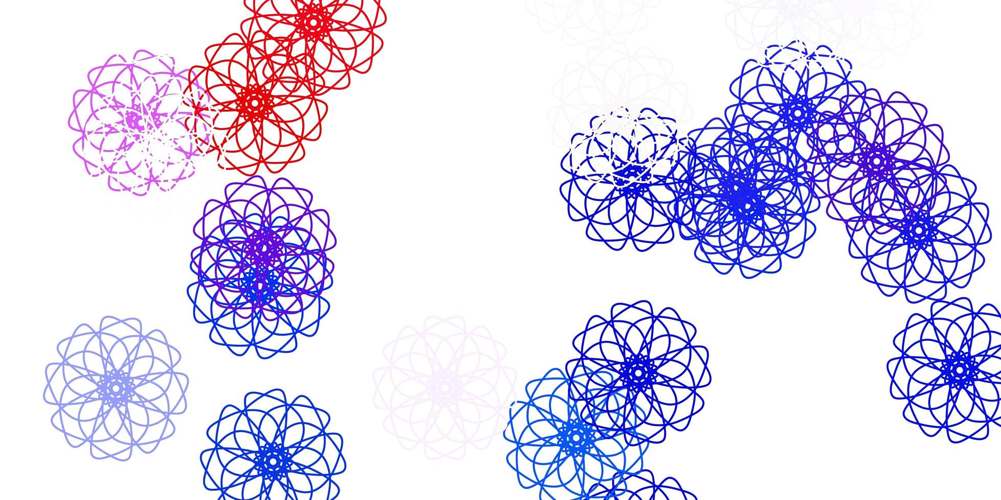 Light blue red vector doodle pattern with flowers