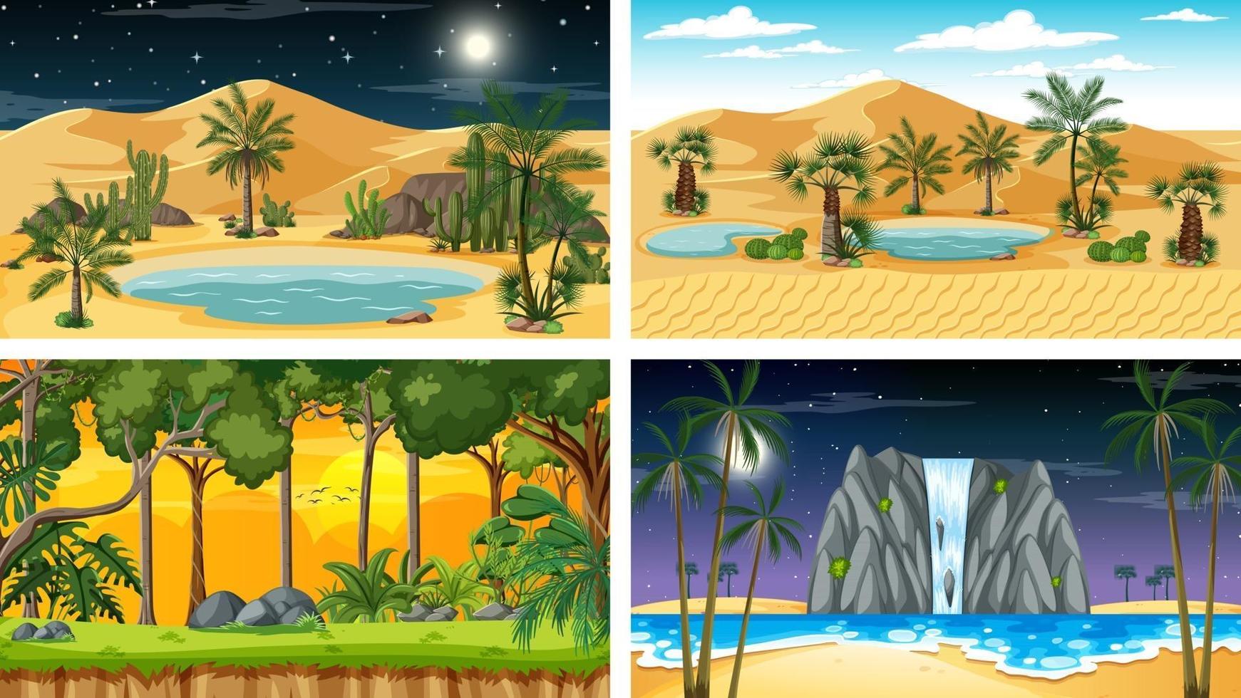 Four different nature horizontal scenes vector