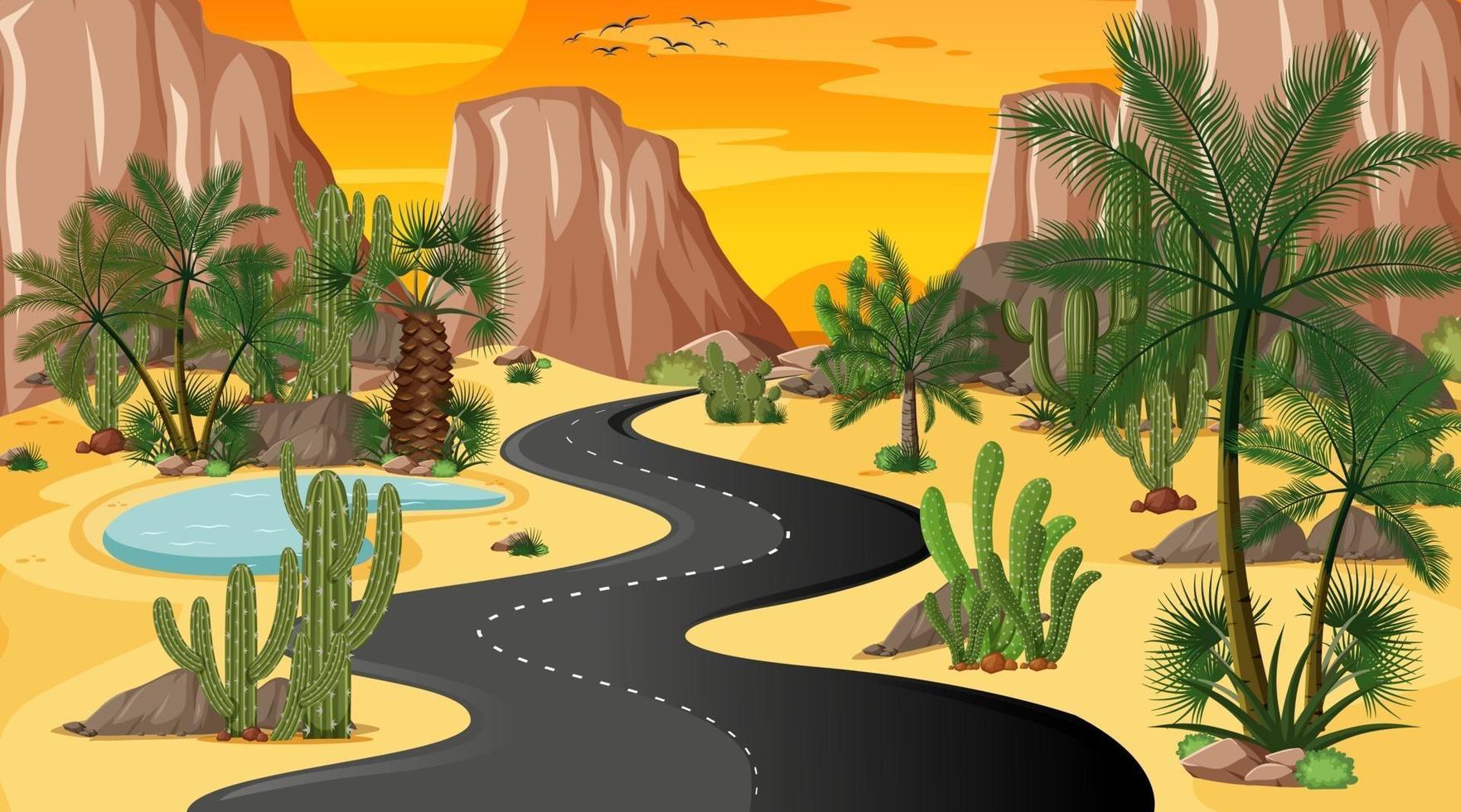 Desert road background vector