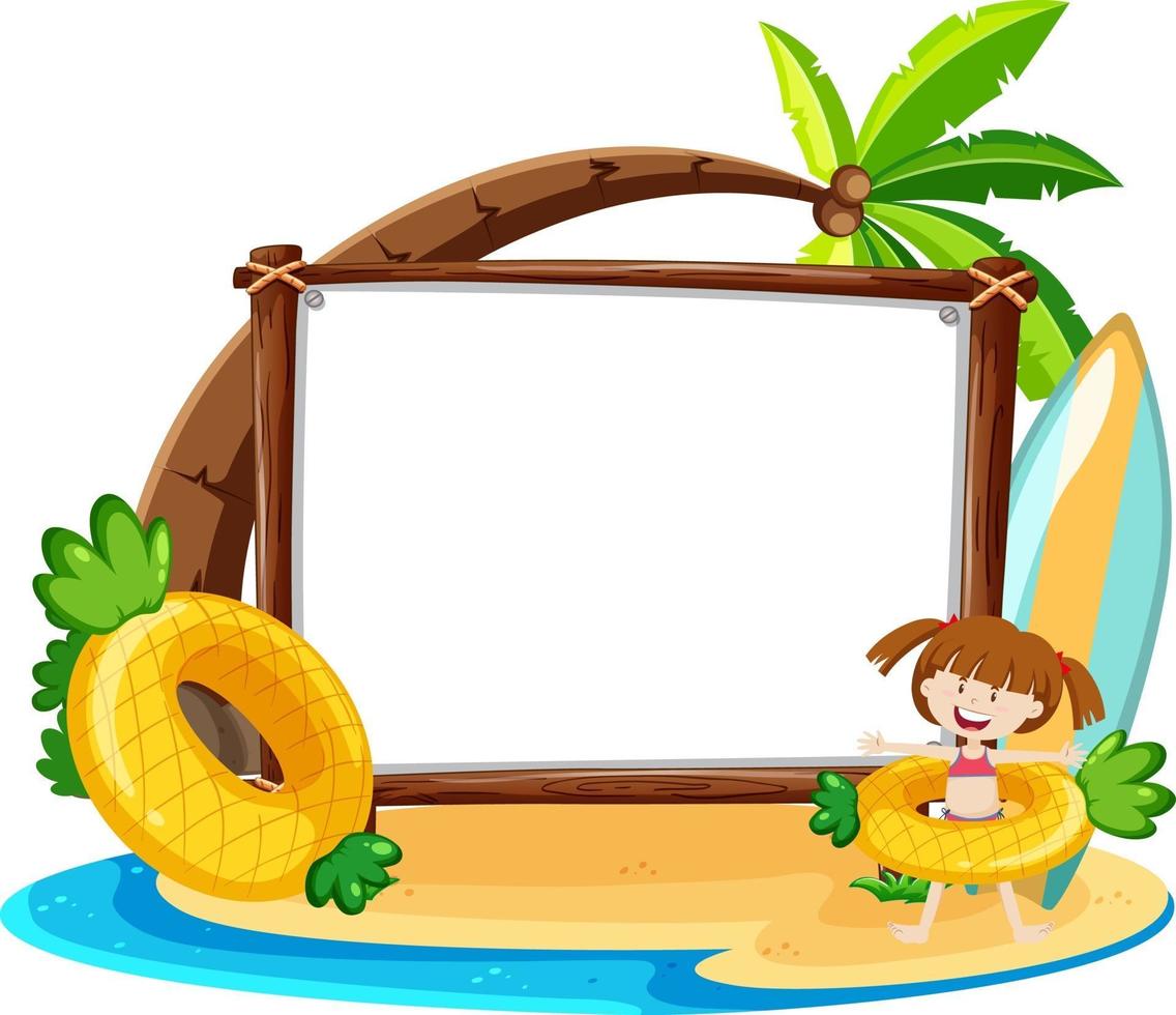 Summer Beach theme with empty banner isolated on white background vector