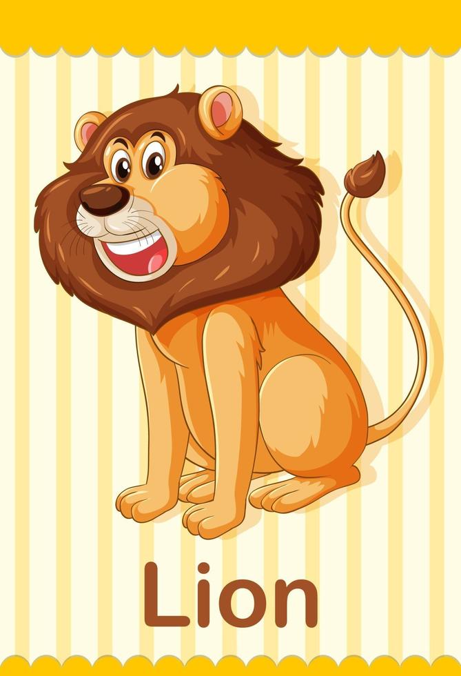 Vocabulary flashcard with word Lion vector