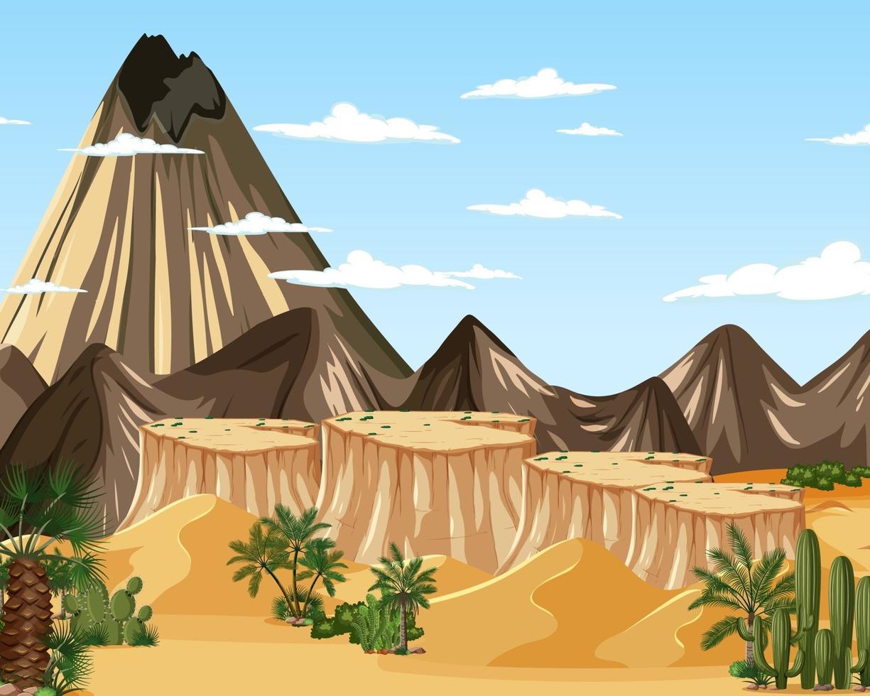 Desert forest landscape at daytime scene with big mountain vector