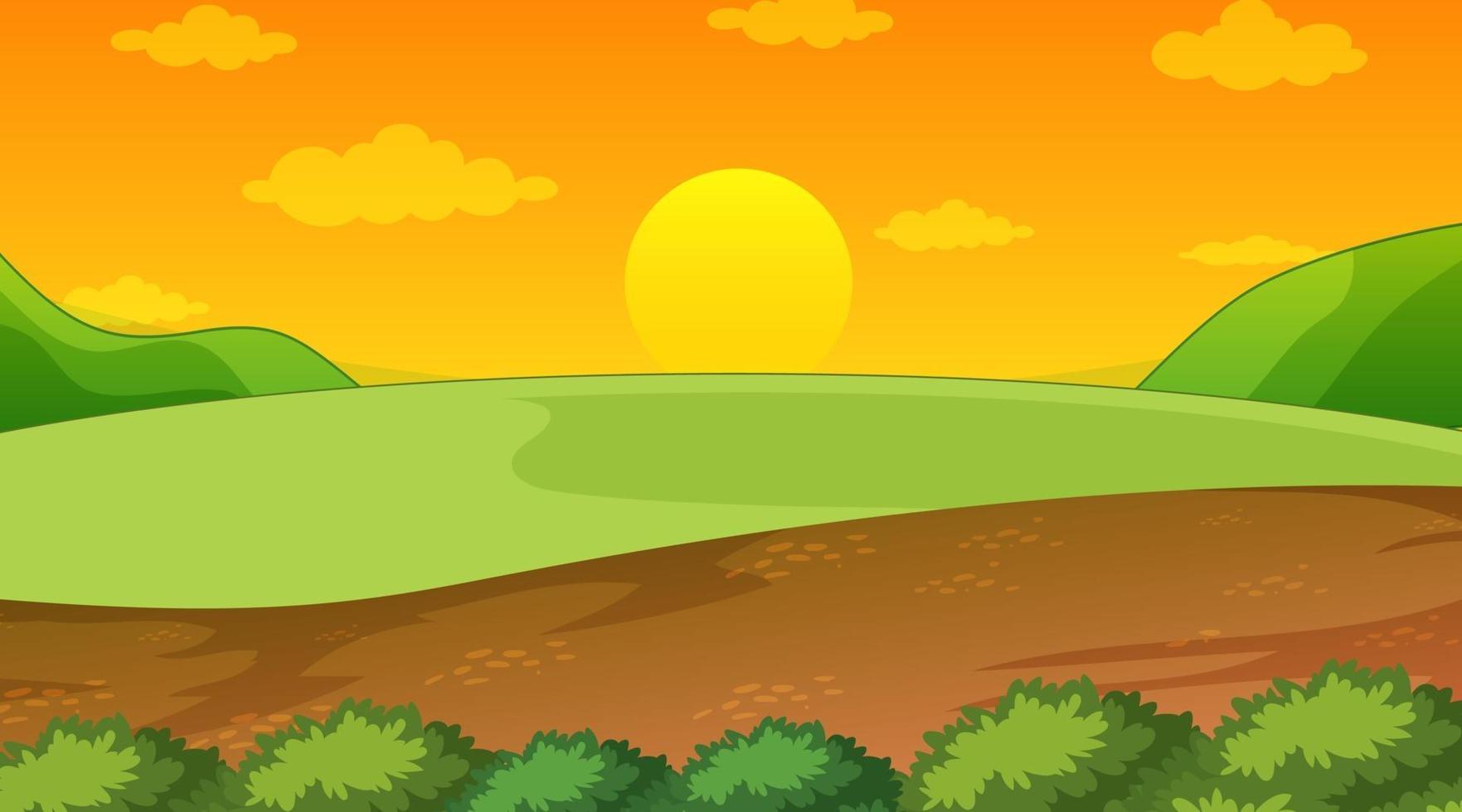 Blank landscape scene of nature park at sunset time vector