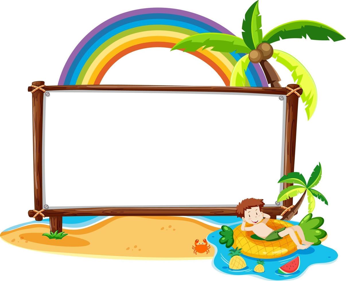 Summer Beach theme with empty banner isolated on white background vector