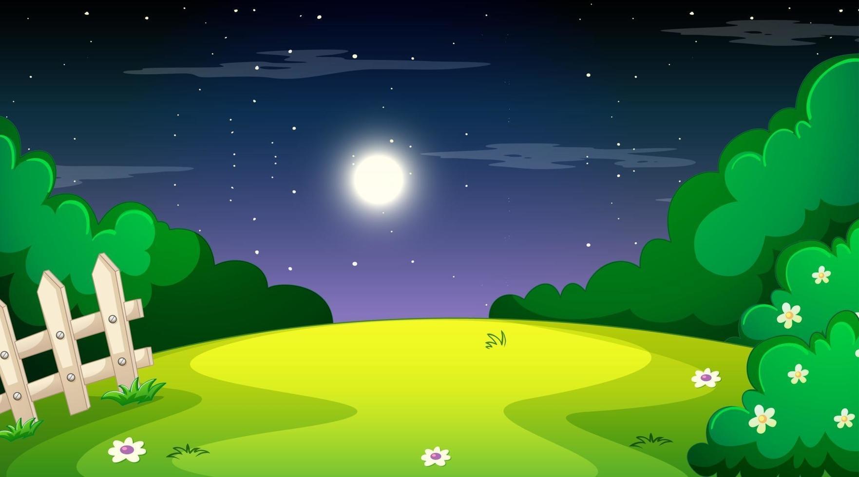 paisaje de bosque natural en la escena nocturna vector