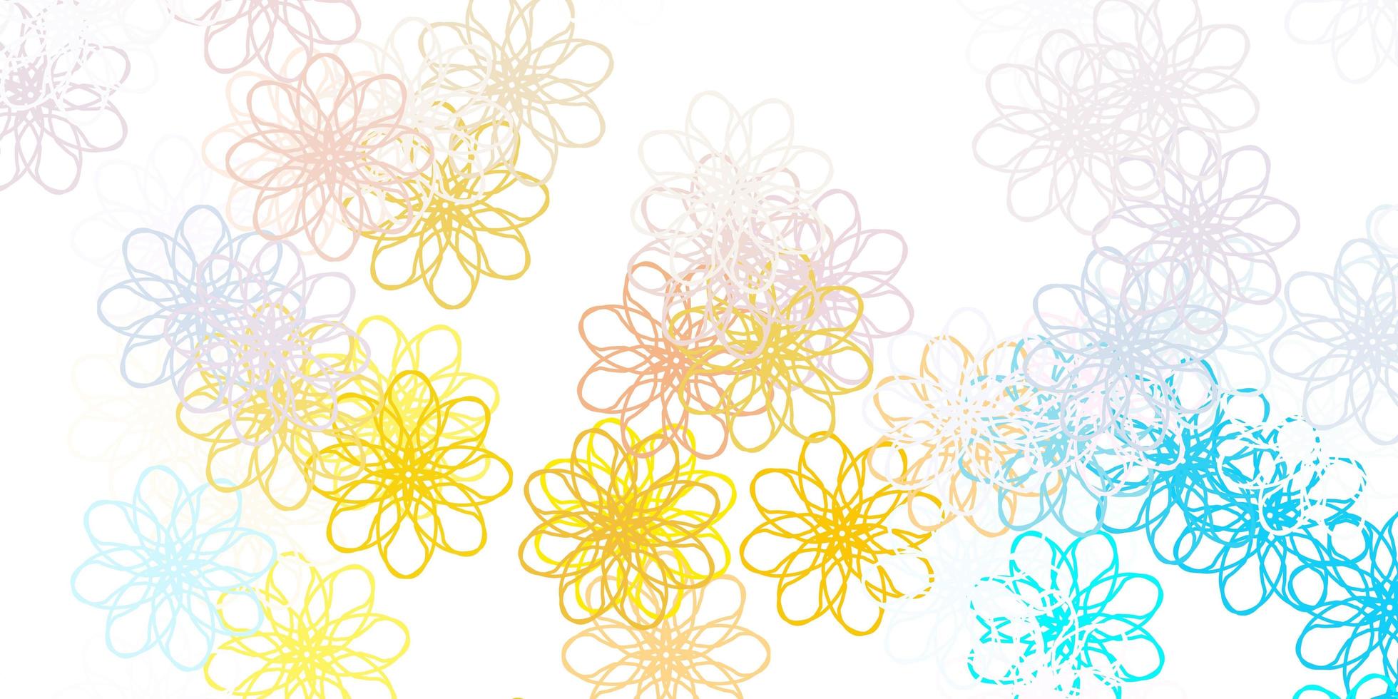 Light Blue Yellow vector doodle template with flowers