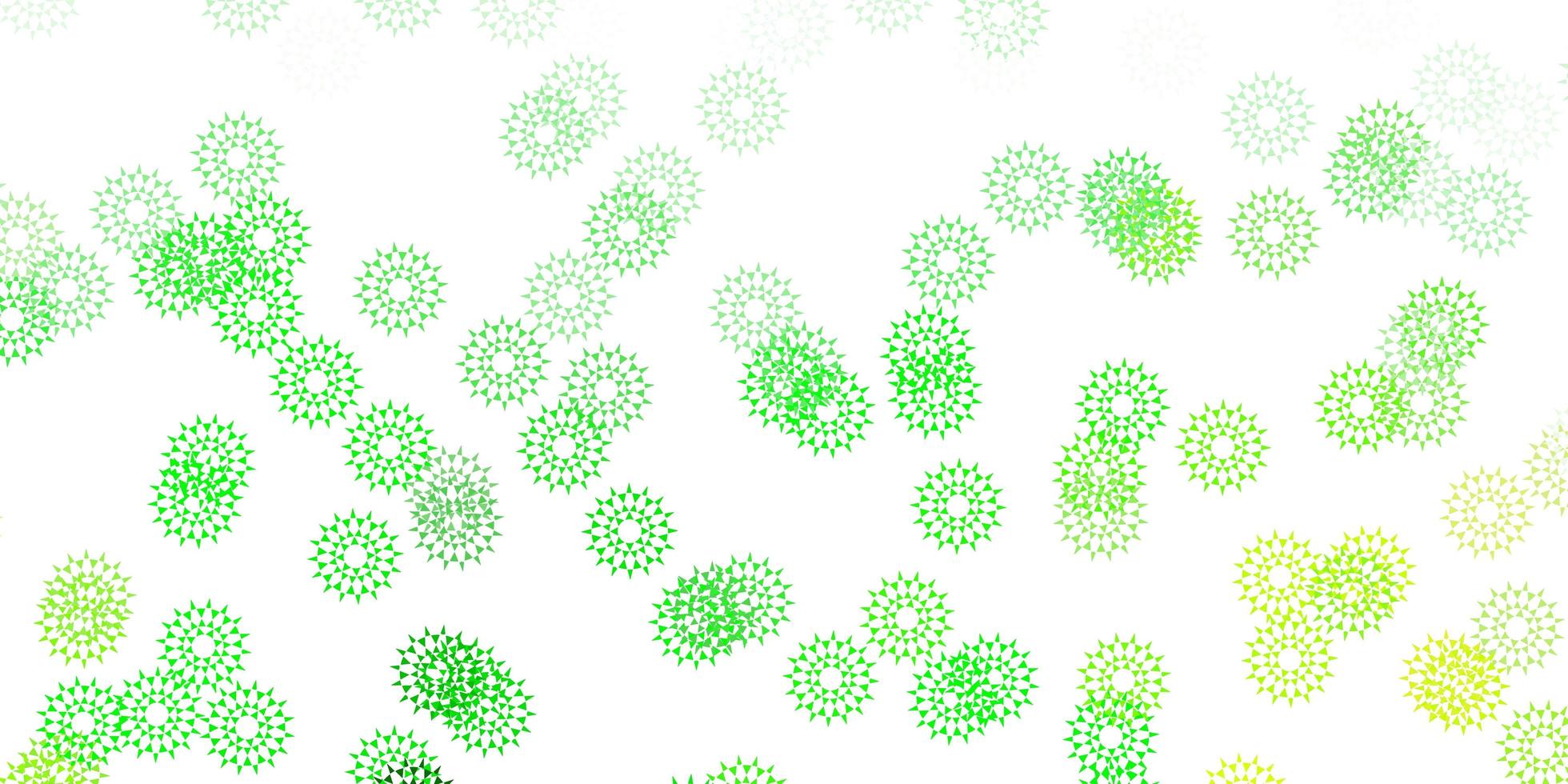 Light green yellow vector doodle background with flowers