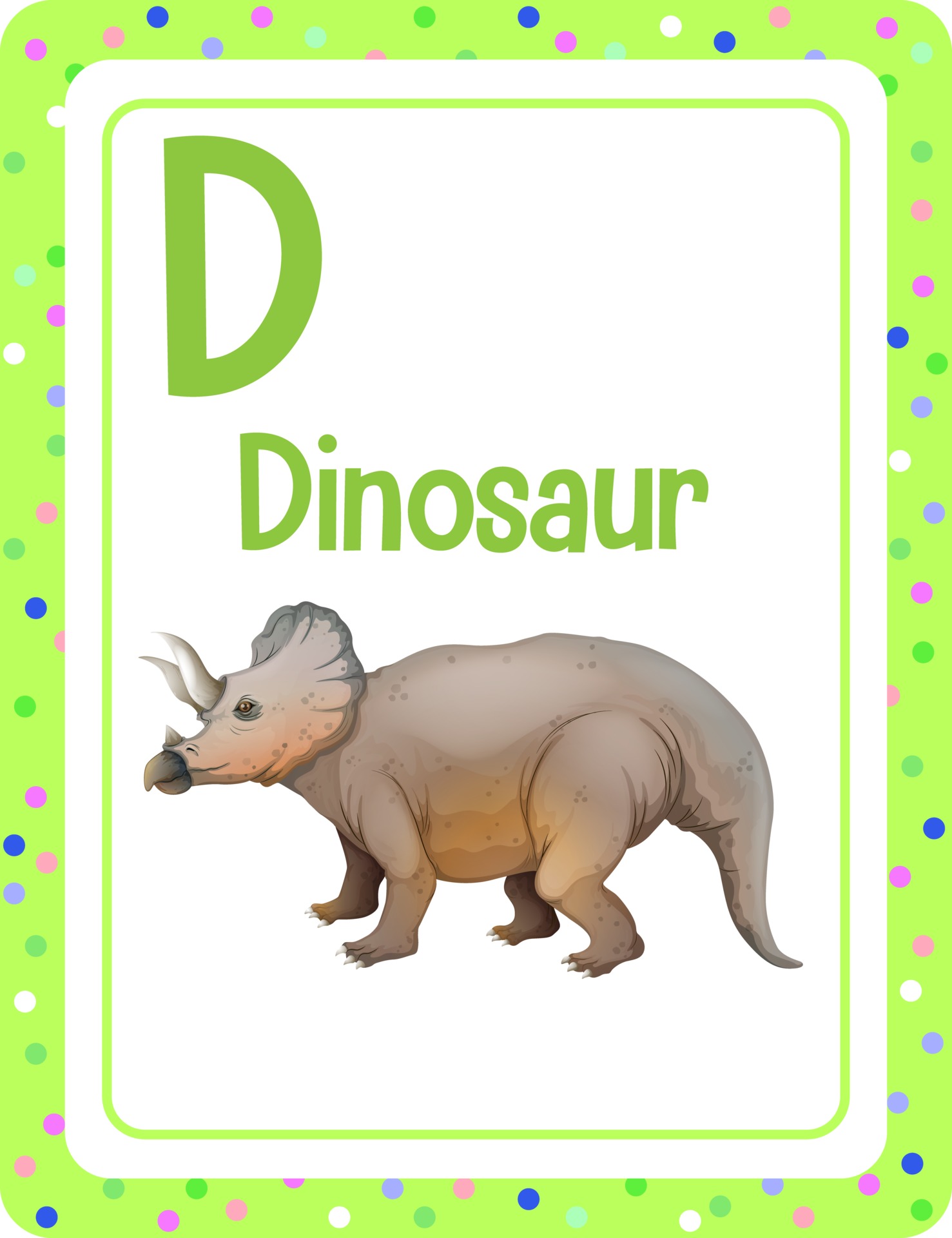 Alphabet flashcard with letter D for Dinosaur 2702023 Vector Art at