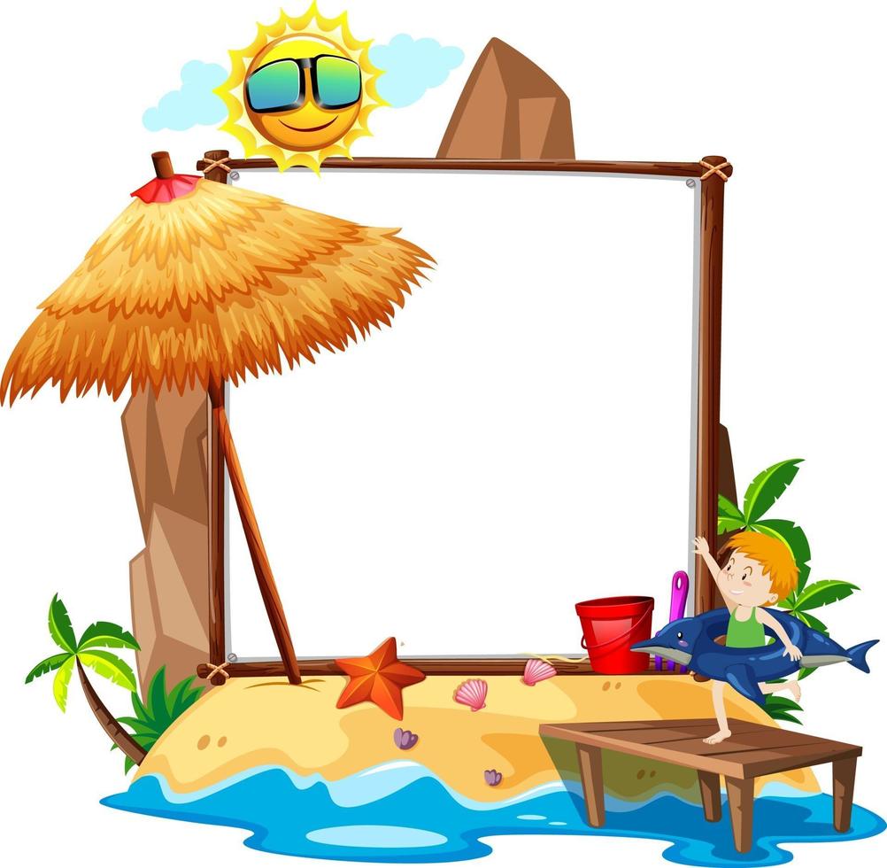 Summer Beach theme with empty banner isolated on white background vector