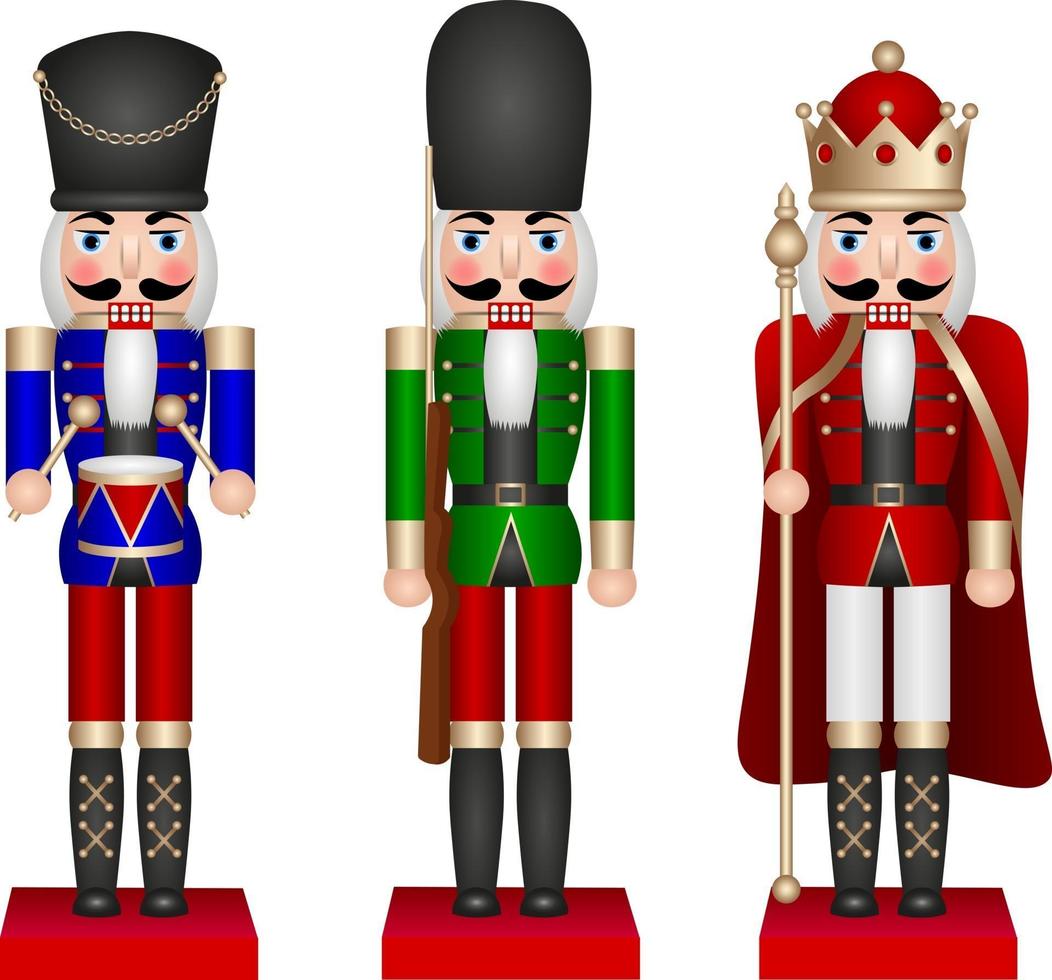 set of isolated nutcracker soldiers vector