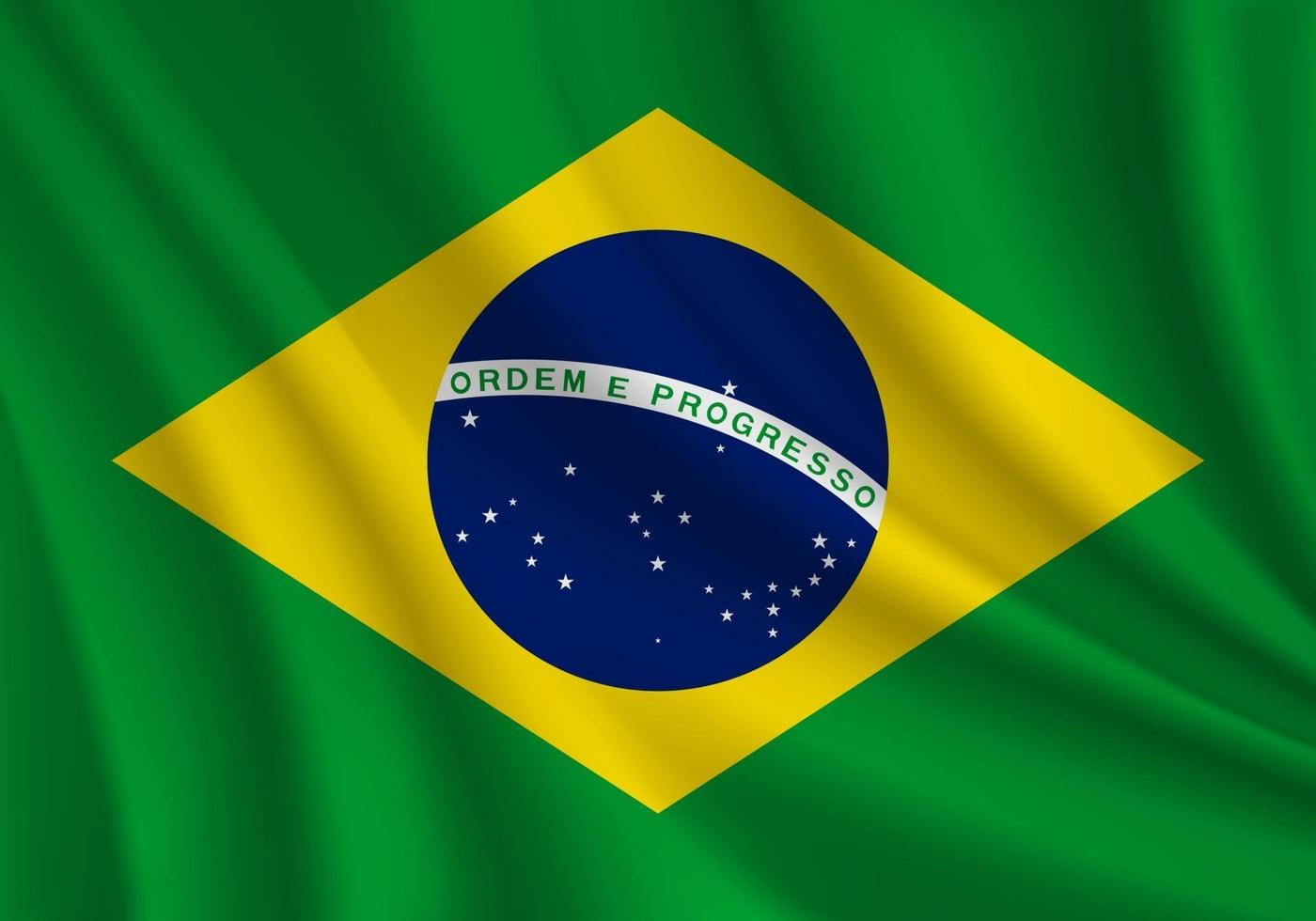 brazilian realistic wavy flag vector