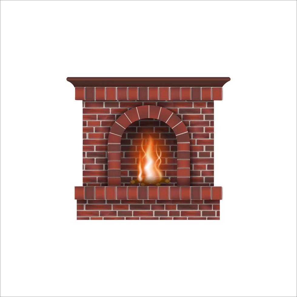 Chimenea aislada con ladrillos rojos vector