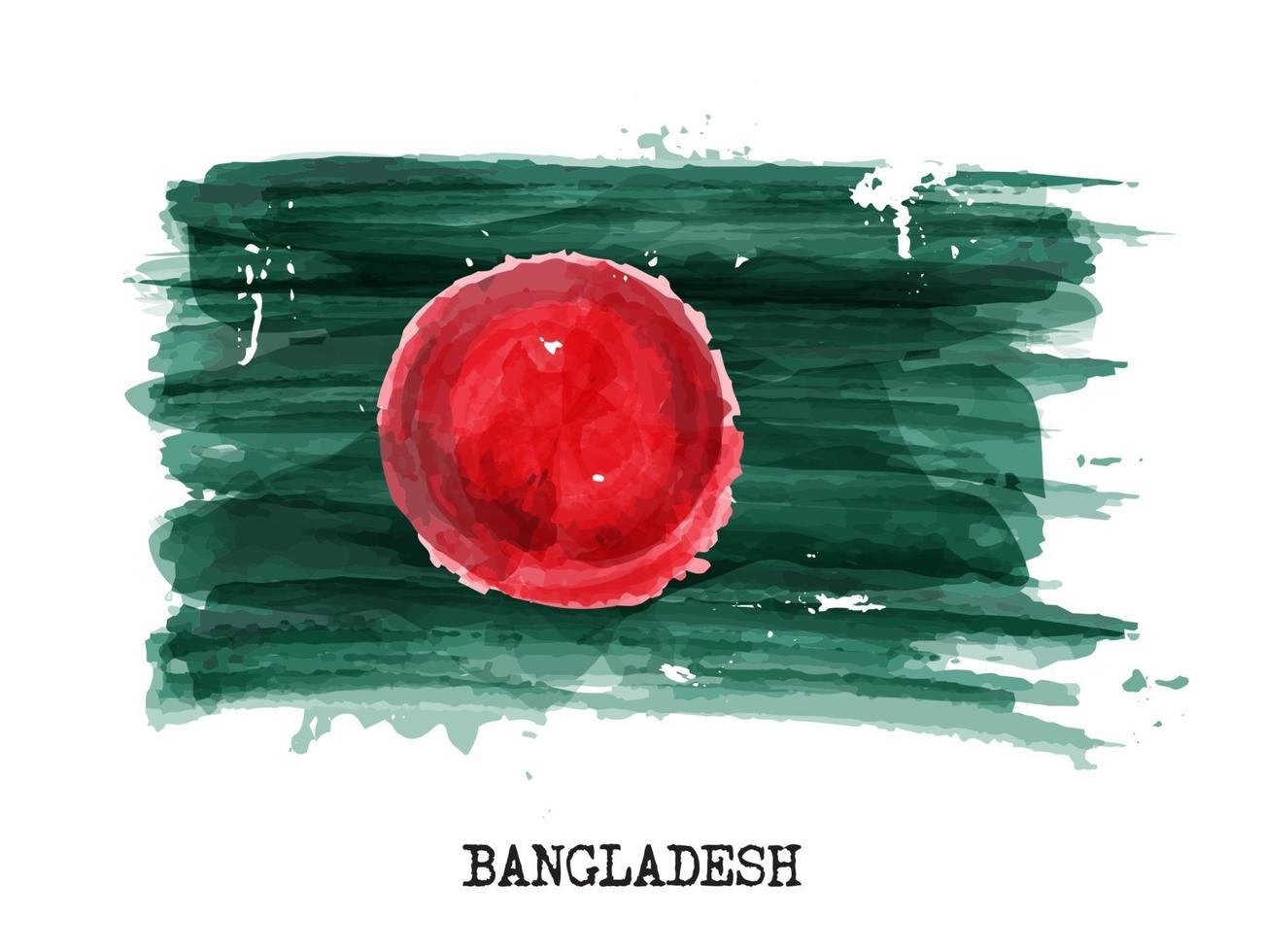 Watercolor painting design flag of Bangladesh . Vector .