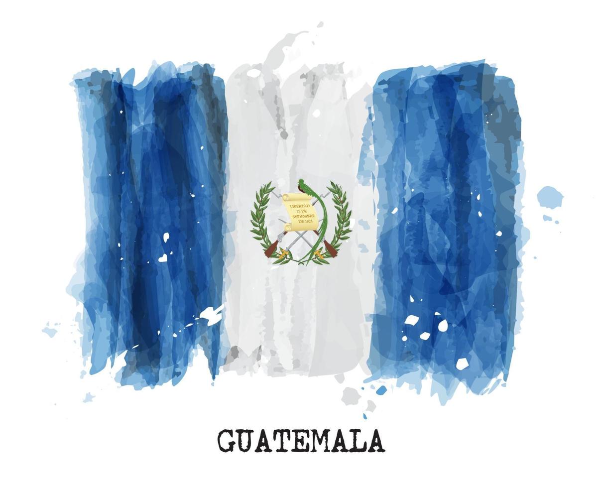 Watercolor painting flag of Guatemala . Vector .