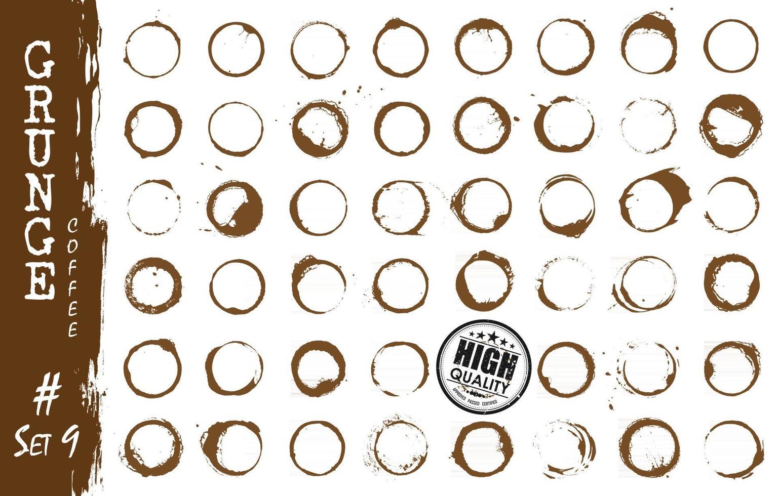 Set of realistic grunge elements stained coffee . Vector .