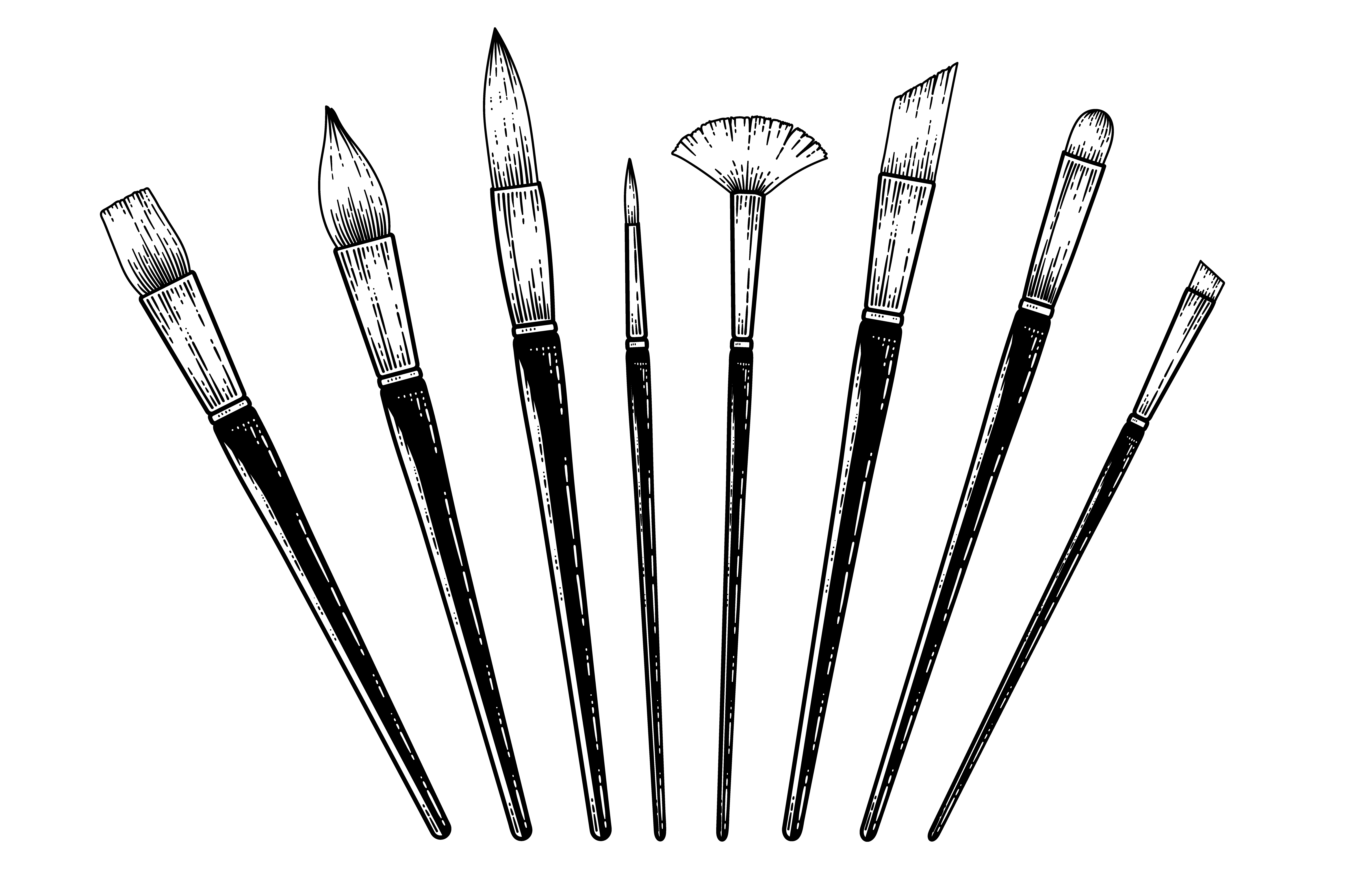 Vintage Paint Brushes Collection Hand drawn Sketch vector Illustration