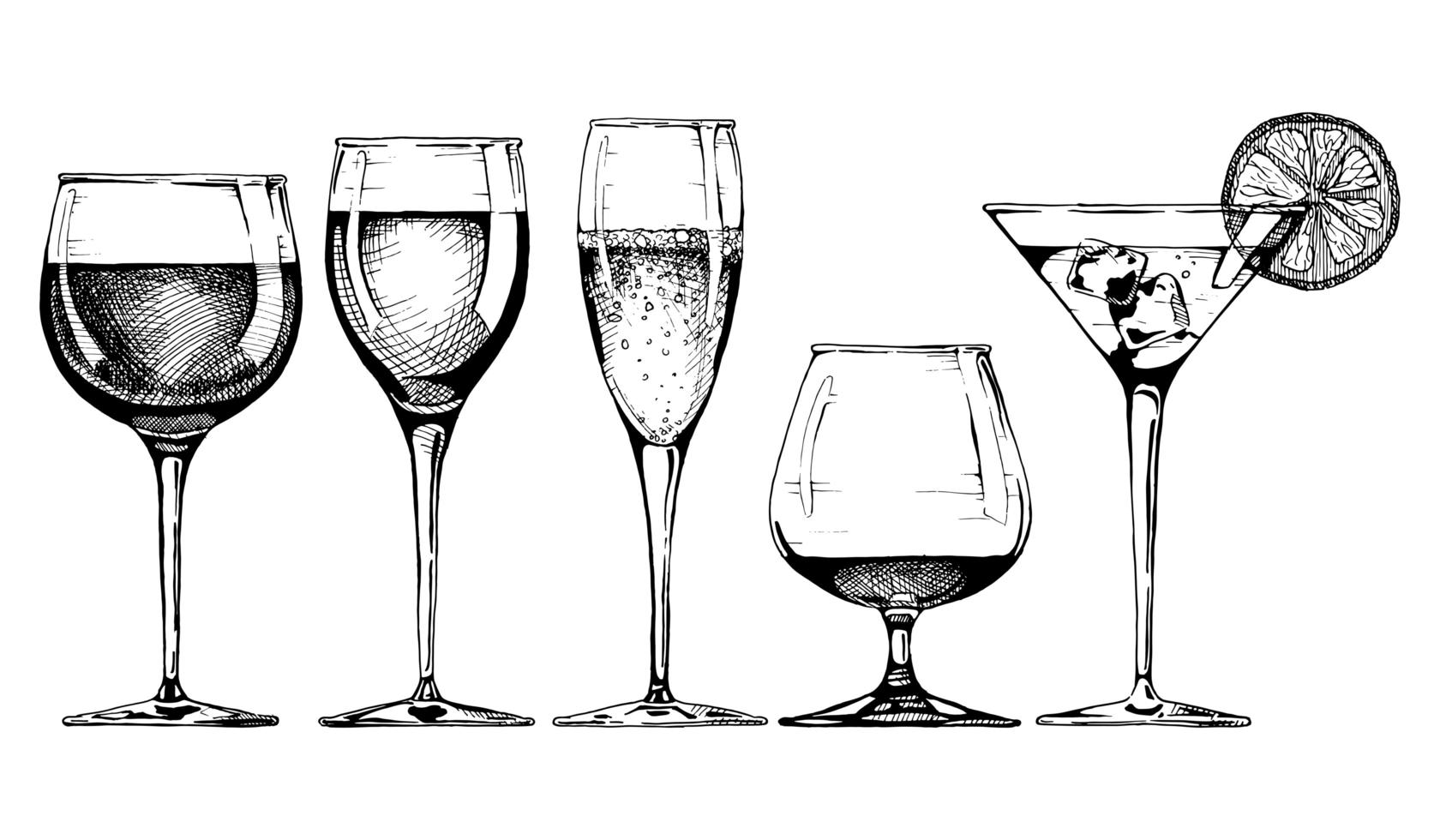Vector set of glasses goblets