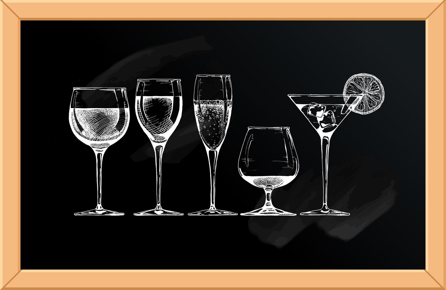 Vector set of glasses goblets