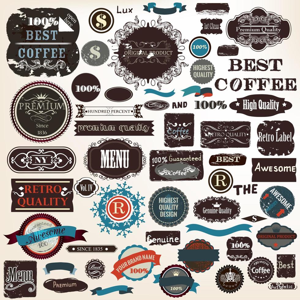 Coffee collection labels design vector