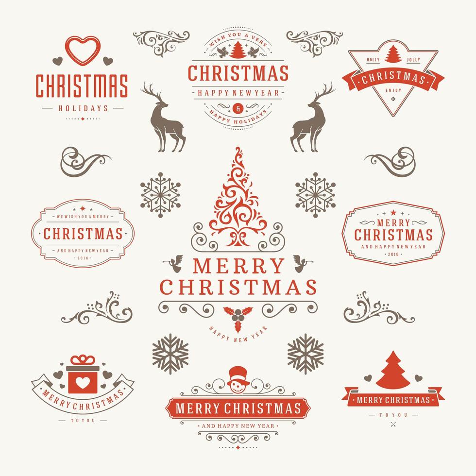Christmas labels and badges vector