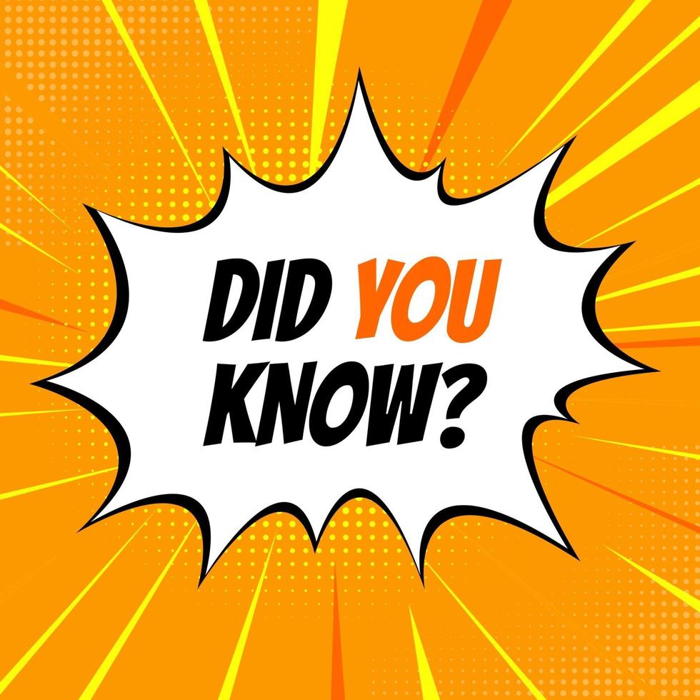 Did you know interesting fact background. Interesting Fact pop art background. Vector Illustration