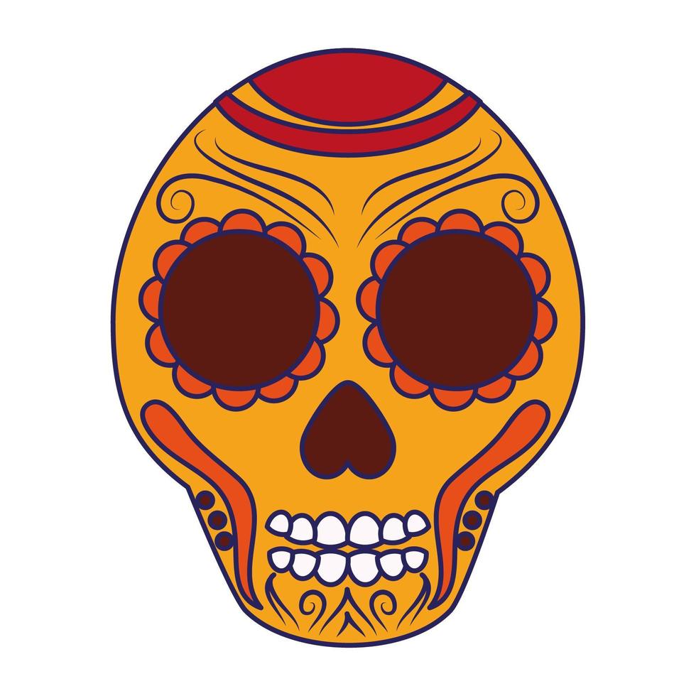 Mexican skull symbol cartoon vector