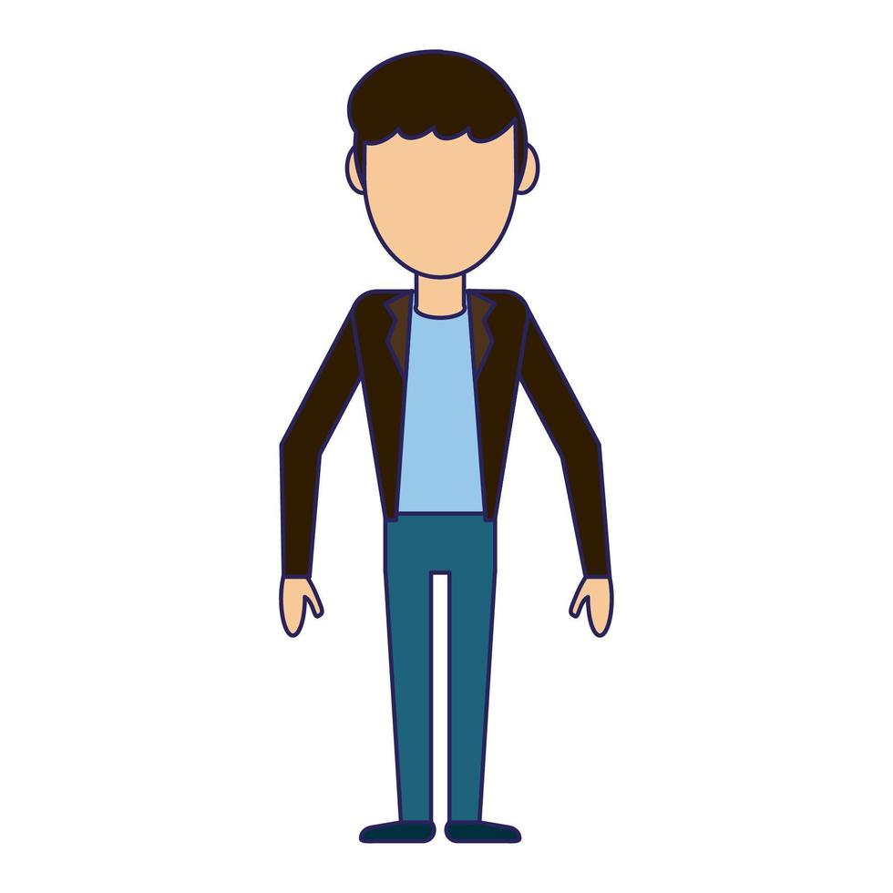 hombre con dibujos animados de ropa casual vector