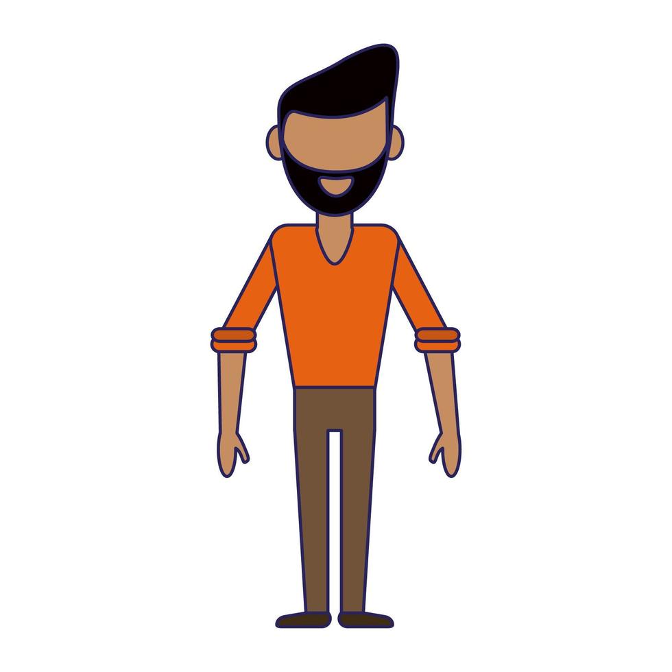 hombre con dibujos animados de ropa casual vector