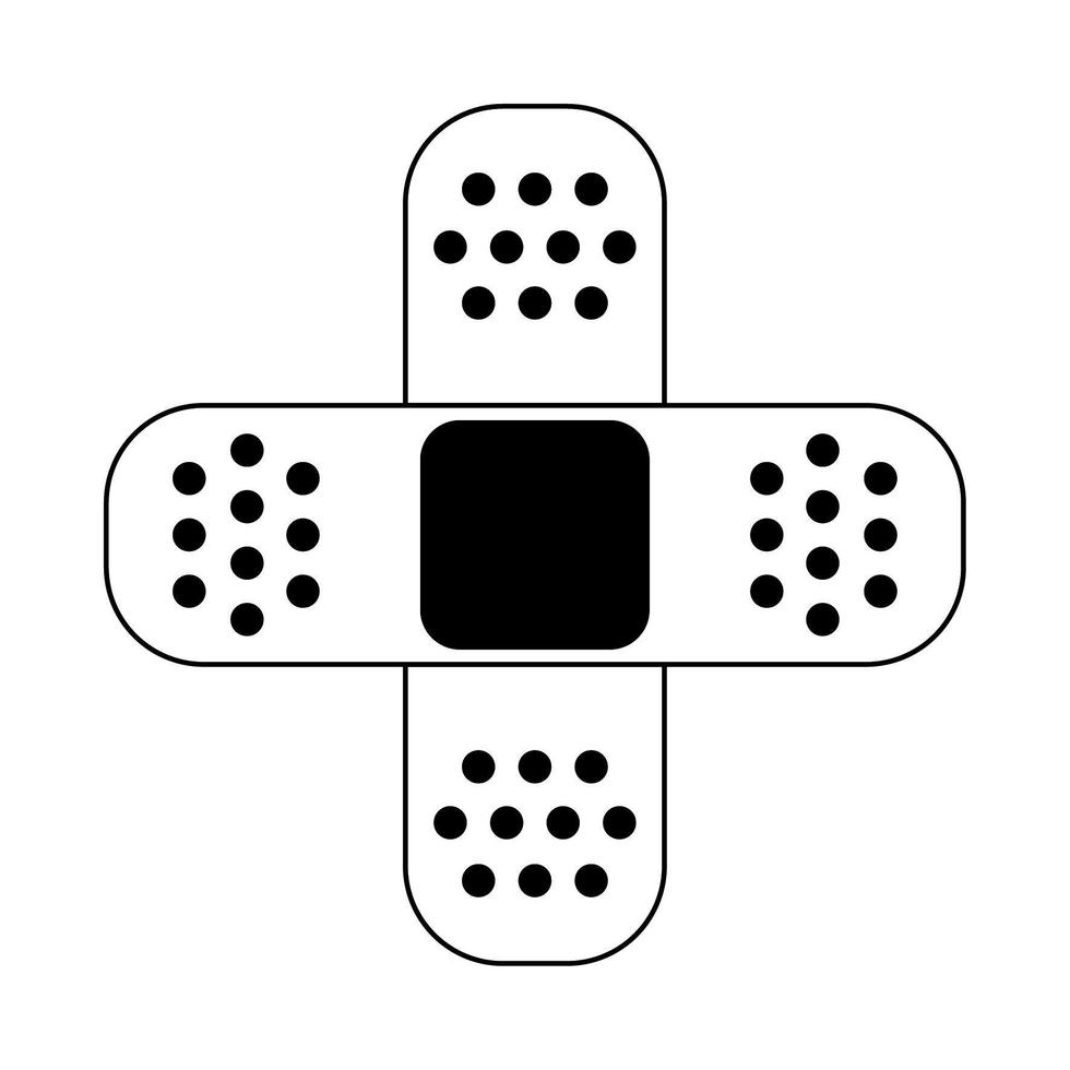 Bandage crossed medical symbol in black and white vector