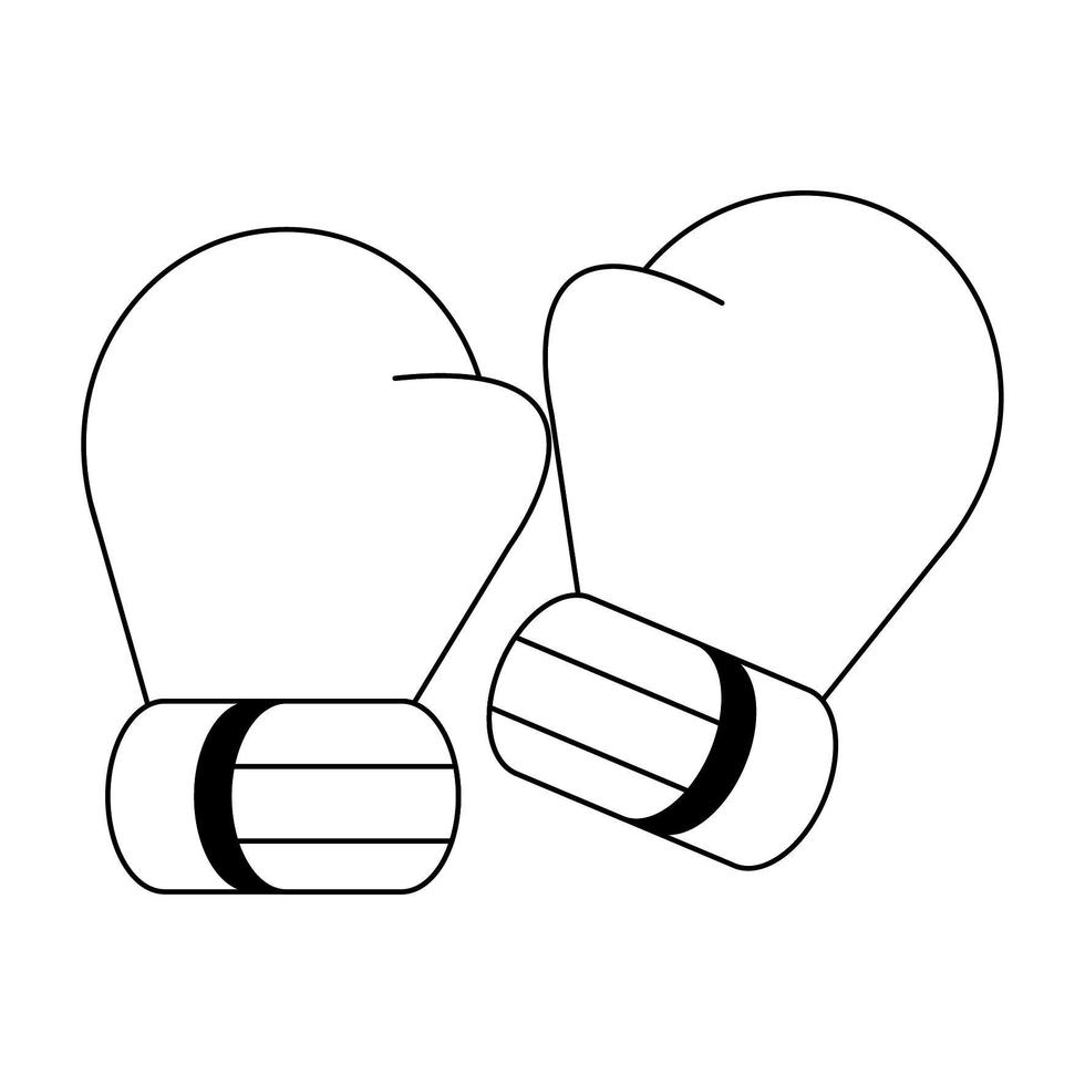 Dibujos animados de guantes de boxeo aislados en blanco y negro vector